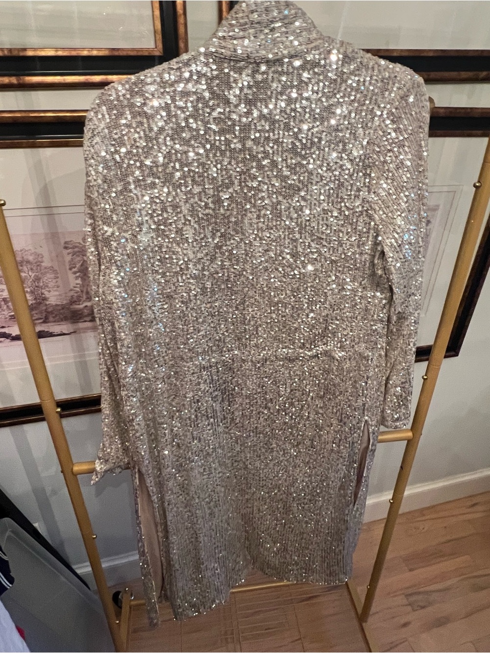Steve Madden Silver Sequin Duster Robe NWT - Picture 6 of 7